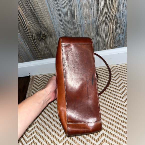 Ann Taylor Y2K brown leather and pink canvas zip top small purse - Picture 5 of 9